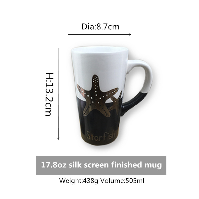 18oz long ceramic mug with metallic silk printing for Christmas