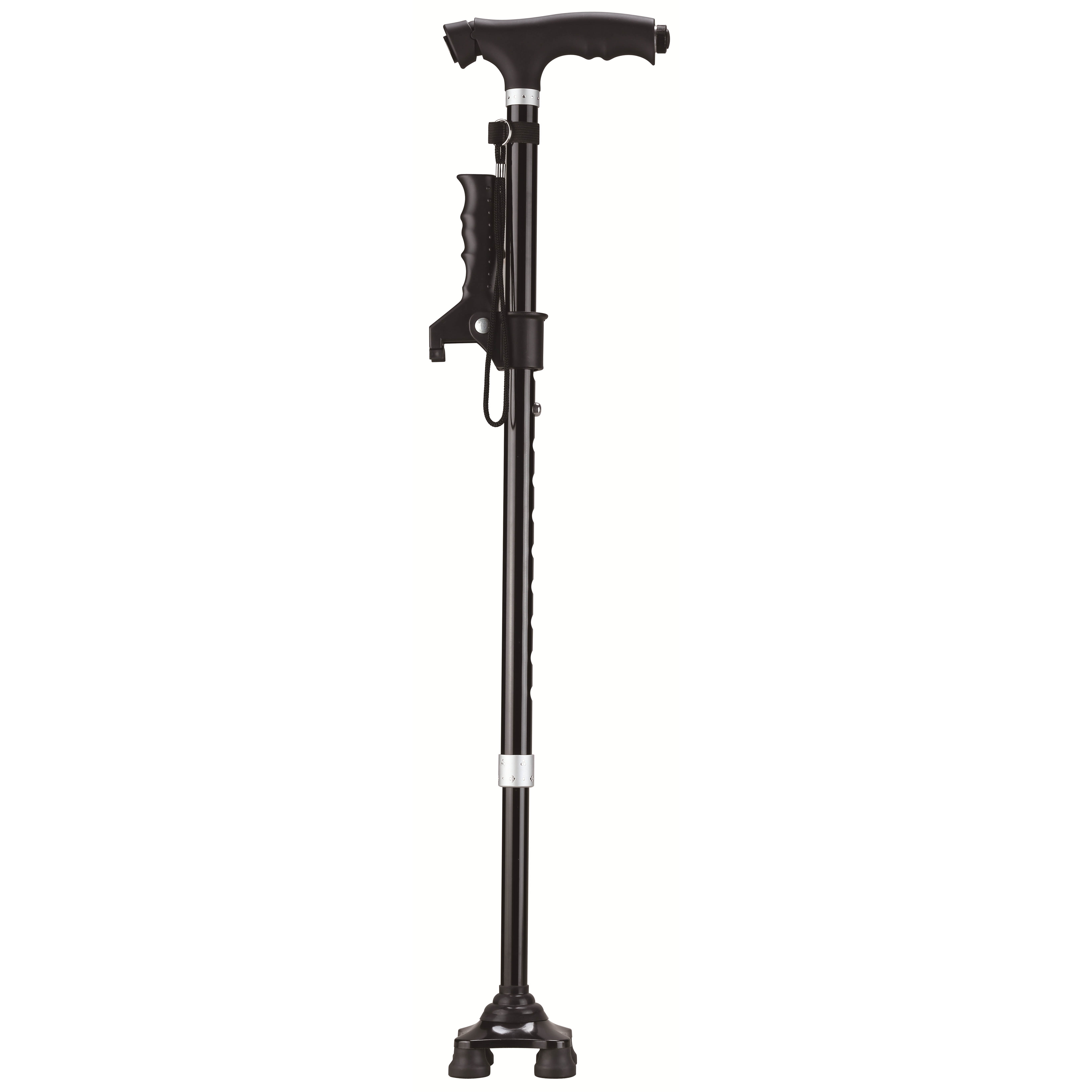 Extendable Cane With Flashlight And Double Handle