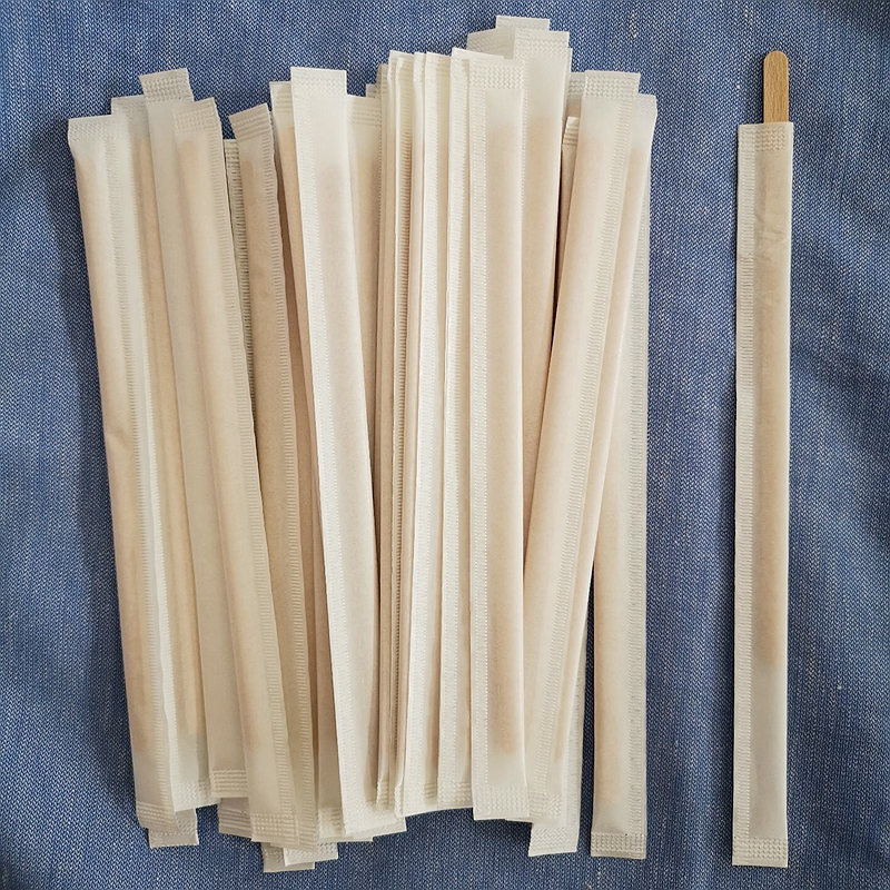 Factory supplier of disposable wooden coffee stirrer OEM customized paper wrap