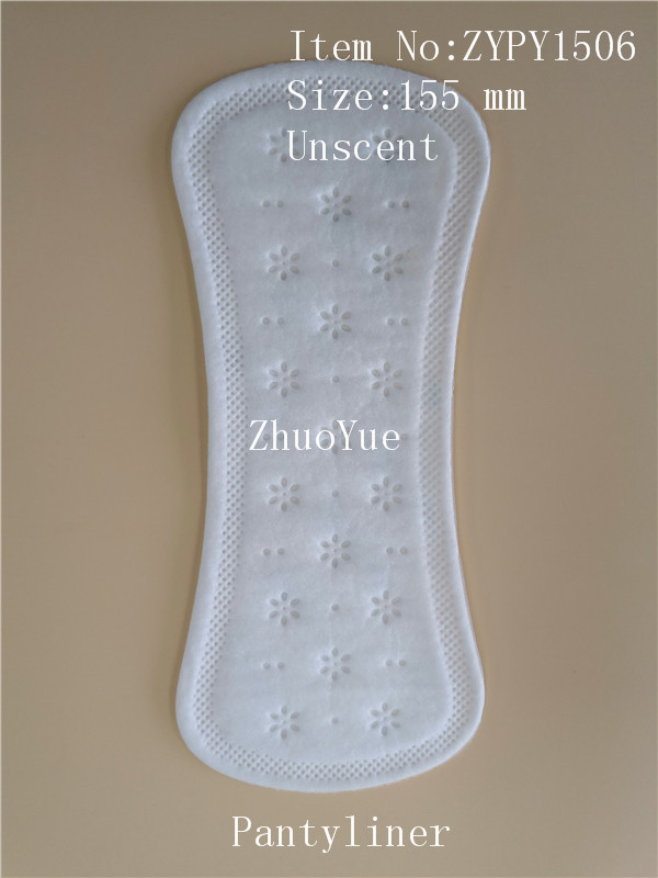 Pantyliners with cottony comfortable 155mm for feminine menstrual use