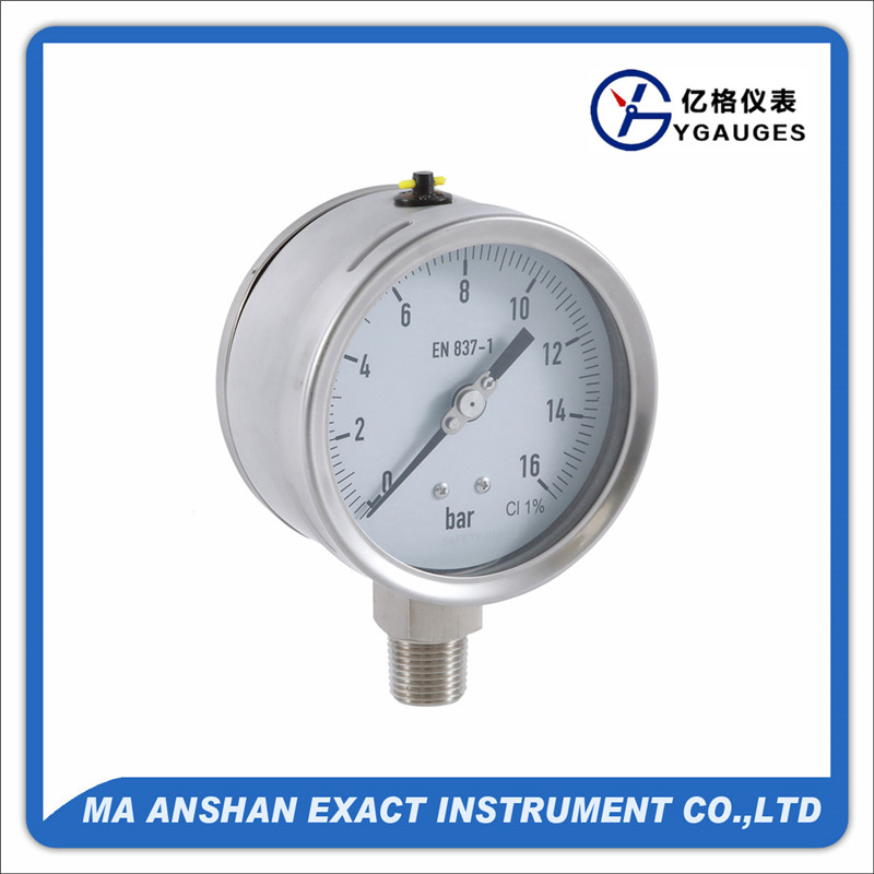 Safety pattern pressure gauge-solid front pressure gauge-blow back manometer