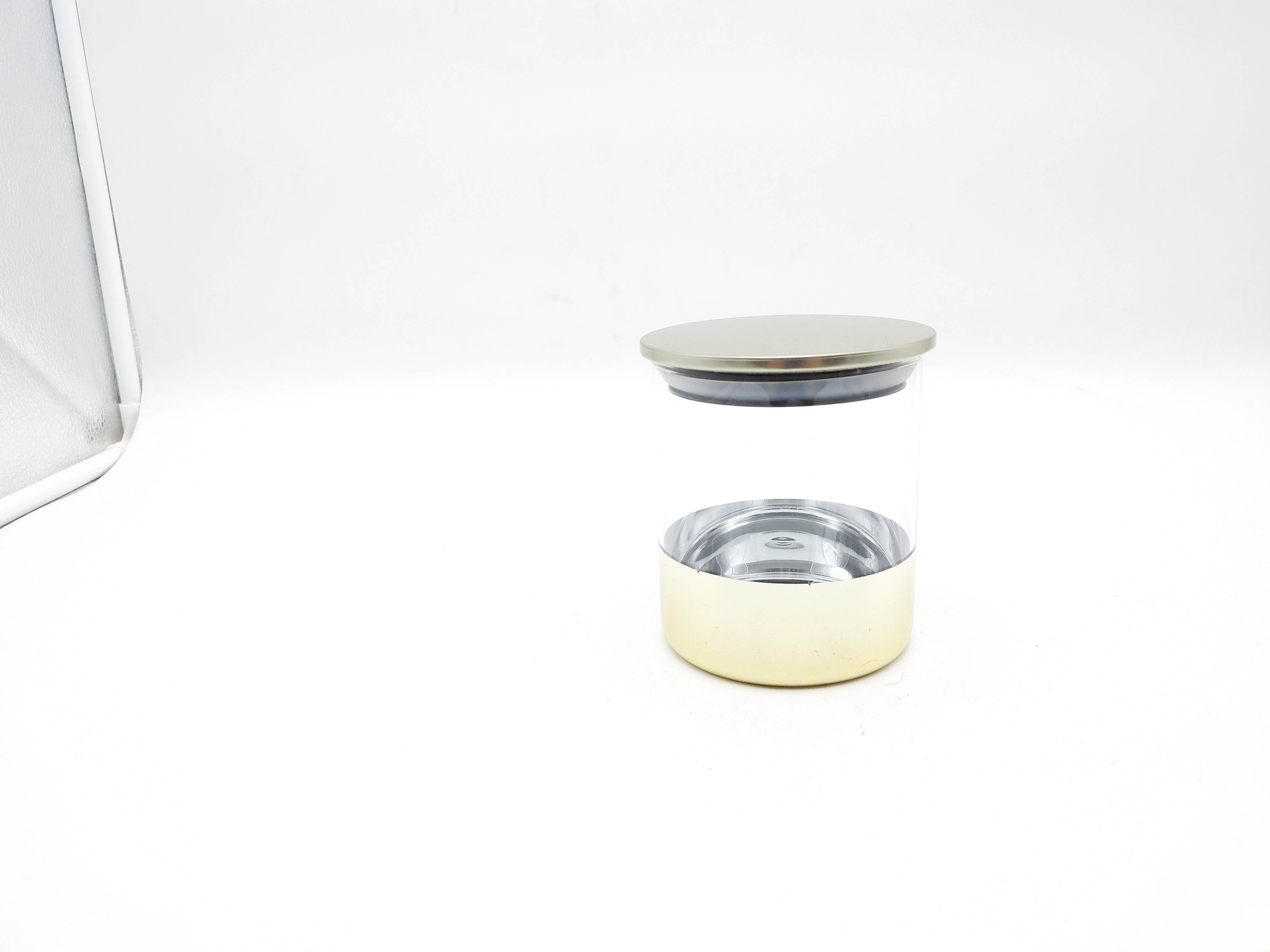 Kitchen glass storage jar with stainless steel lid
