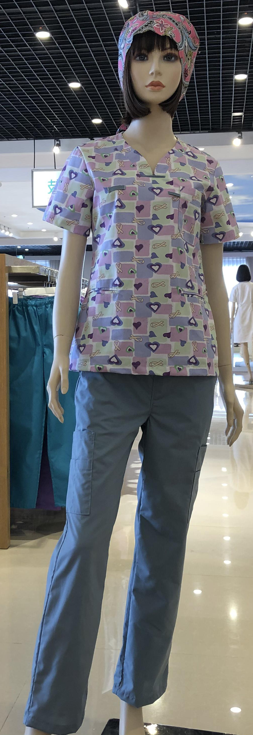 Fashion style female design hospital staff uniforms scrub set