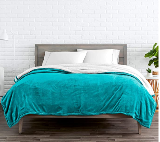 Popular-selling basic style solid colour flannel +Sherpa blanket