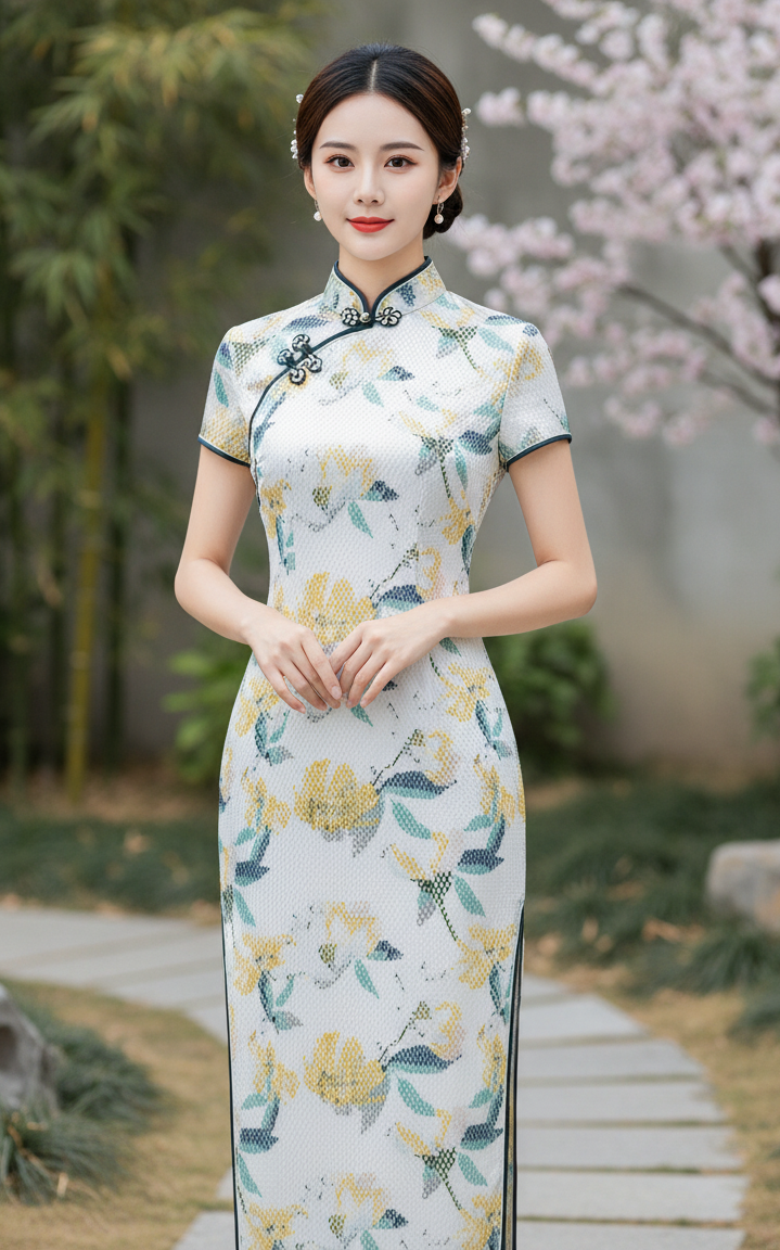 Spring/Summer New Tengwang Ge Series Oriental Charm Printed Mesh Fabric