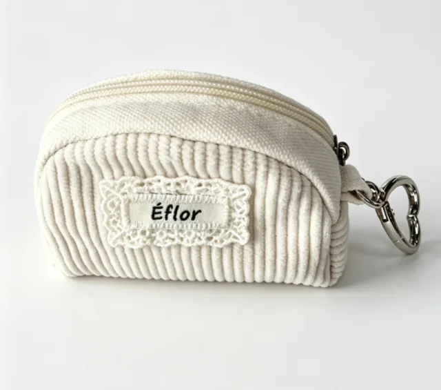 Corduroy Mini Zipper Coin Pouch