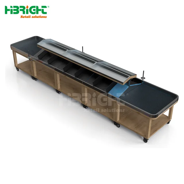 2-Layer Stainless Steel Vegetable Display Rack with Wheels
