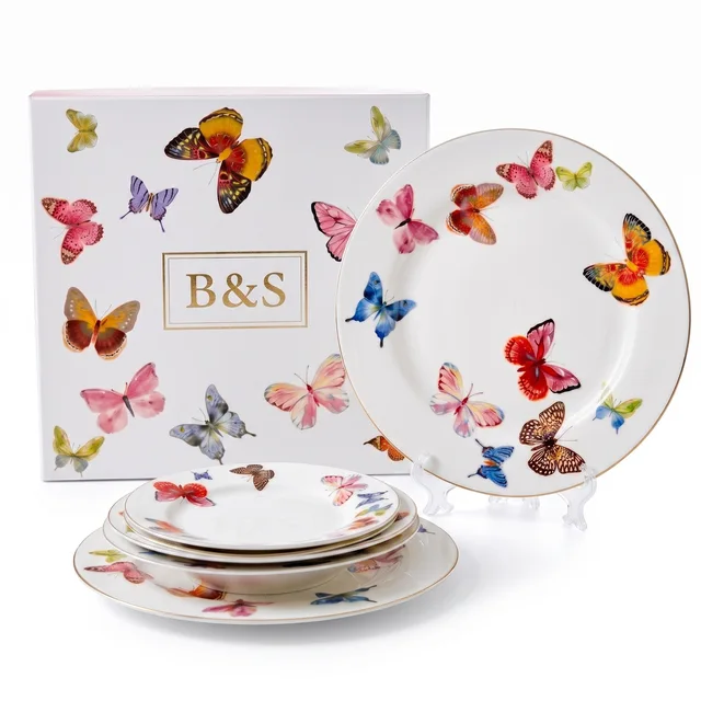 Colorful Butterfly Decorative Porcelain Plates Gift Set