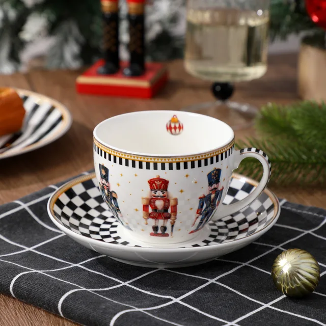 Nutcracker Christmas Ceramic Mug & Saucer Set