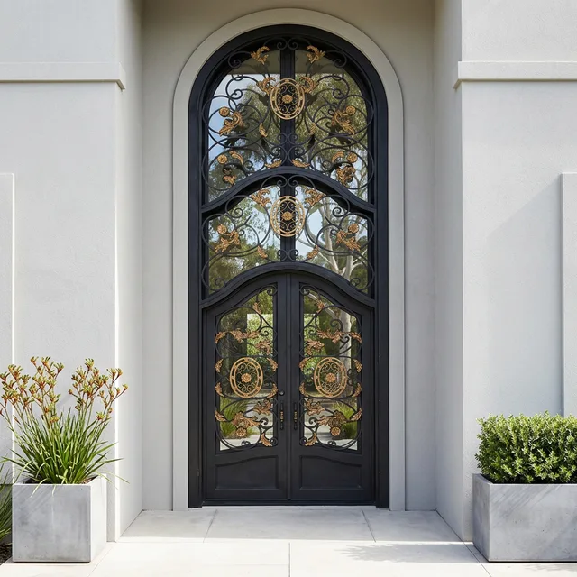 Wrought iron front door entry door security door