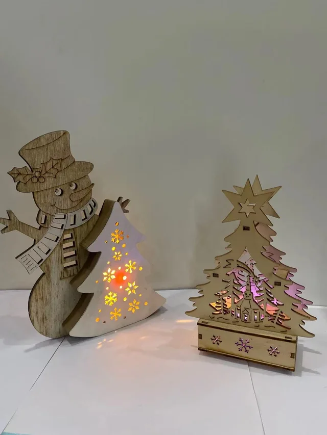 Wooden Christmas LED snowman handicraft furnishing articles
