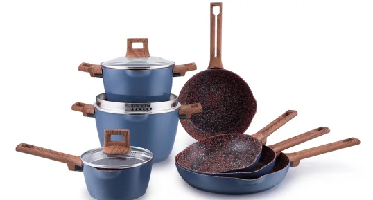 10PCS forged granite series aluminum nonstick pan set