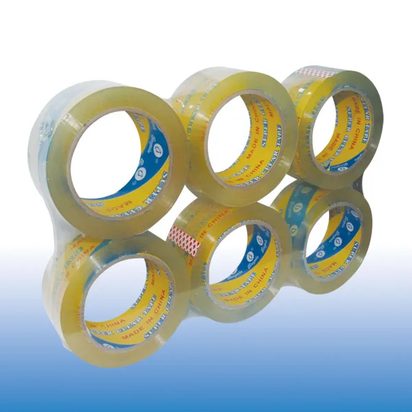 Bopp super clear tape for packaging with acrylic adhesive OEM logo 6rollsx66m (P-004)