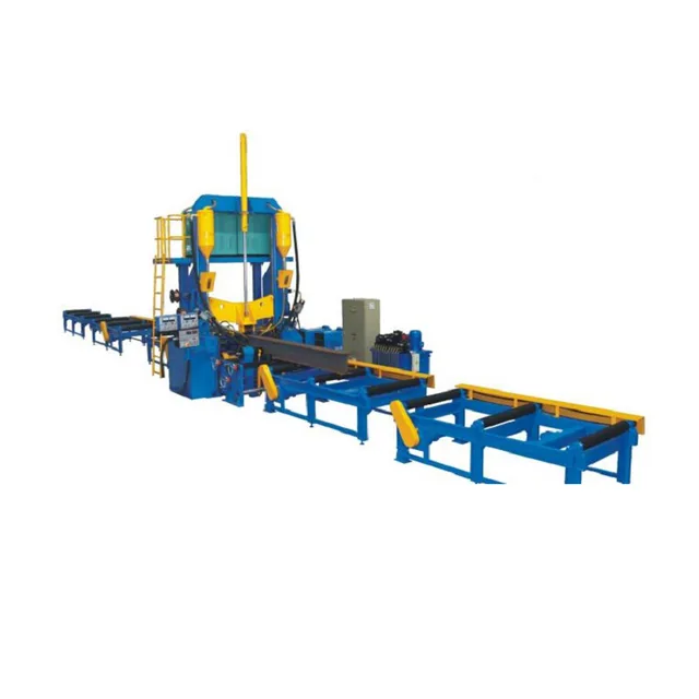 H-beam assembling, welding and straightening machine