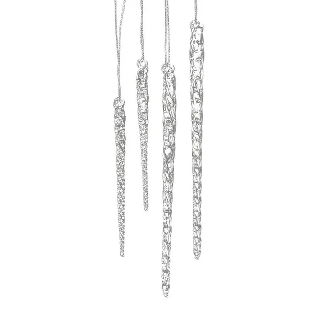 3.5"- 5.5" Clear Glass Icicle Ornament for Christmas Holiday Tree or Wedding Decoration (24 Pieces)