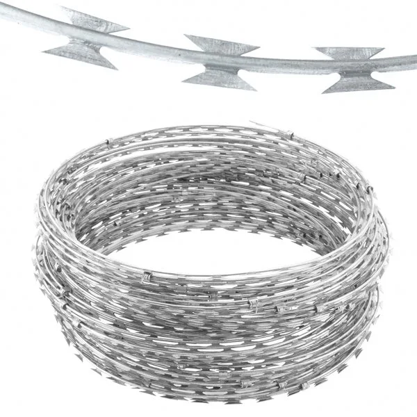 Galvanized razor blade wire