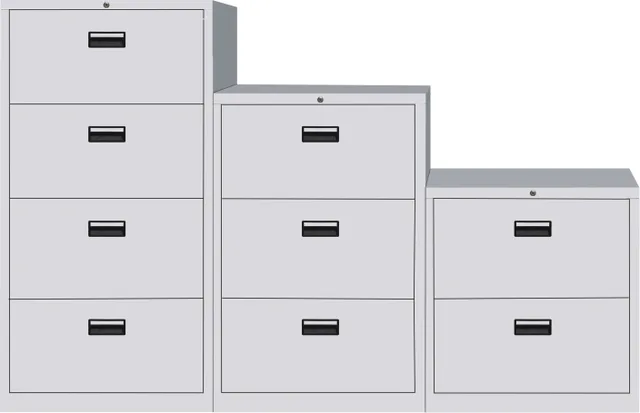 4/3/2 drawer lateral filing cabinet with black handle