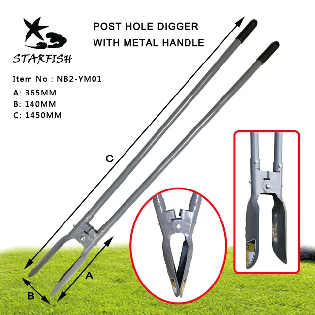 Post hole digger with metal handle