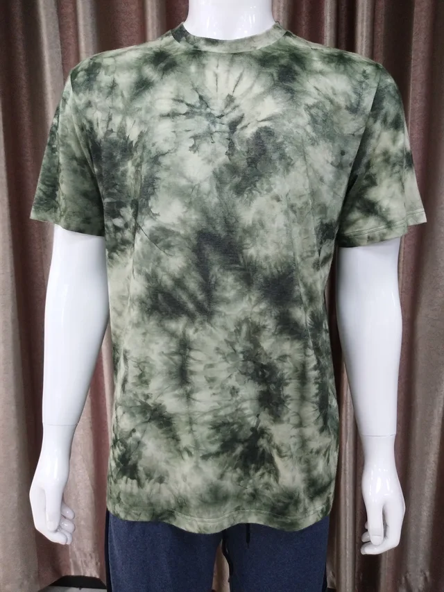 Big size grey fabric tie dyed T-shirt