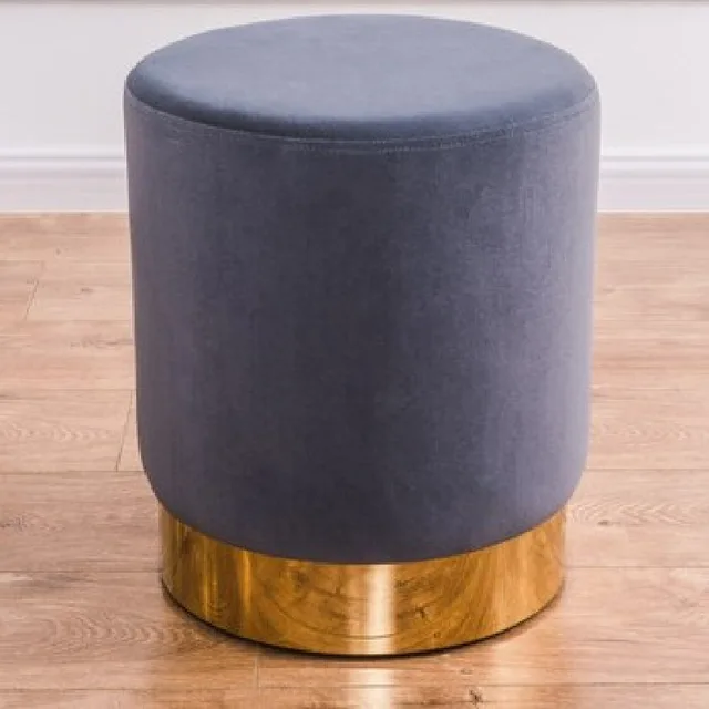 Modern Velvet Metal ring Round Footstool