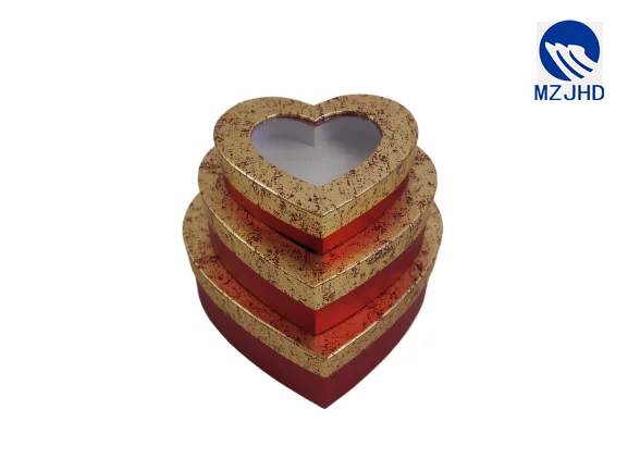 S/3 Heart Shape Window Paper Box
