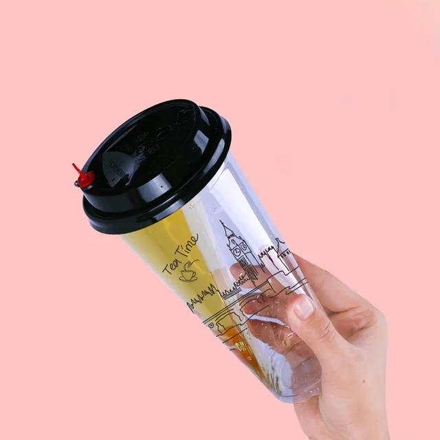 China Canton Fair Yiqiang KY 90-700 Disposable Plastic Water / Milk Tea /Juice Cup With Cup Lid Factory