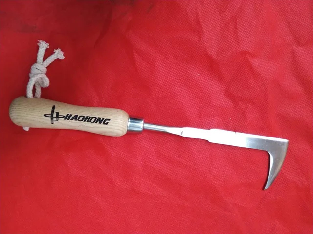 Weeder cutter hand wooden grip Stainless steel