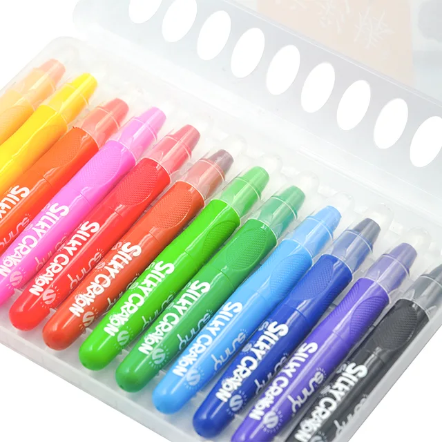 Gel crayon OEM hot selling best buy 12colors washable crayon gel silky crayon for painting