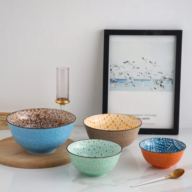 Color Home Kitchen Bols Exquisite Printed Porcelain Bowl For Home Hotel