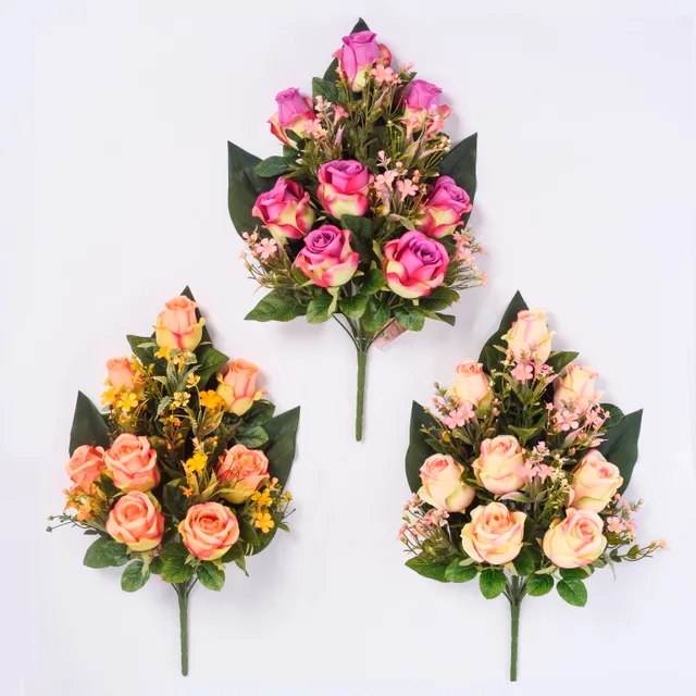 Fabric rose bush X 14 stems