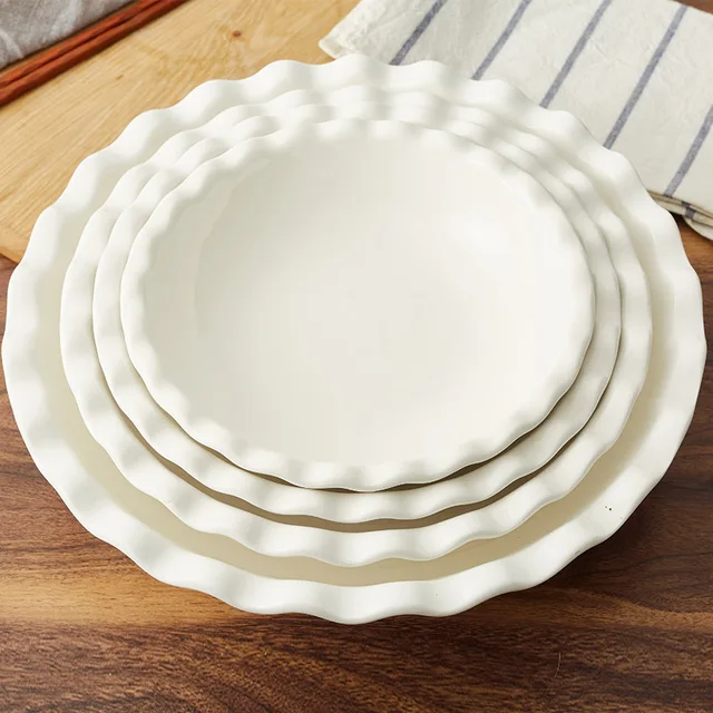 Ceramic wave bowl porcelain soup bowl white bowl