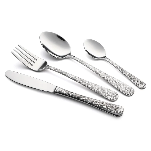Reusable Hotel Stainless Steel Tableware Mirror polishing Square Handle Cutlery Set
