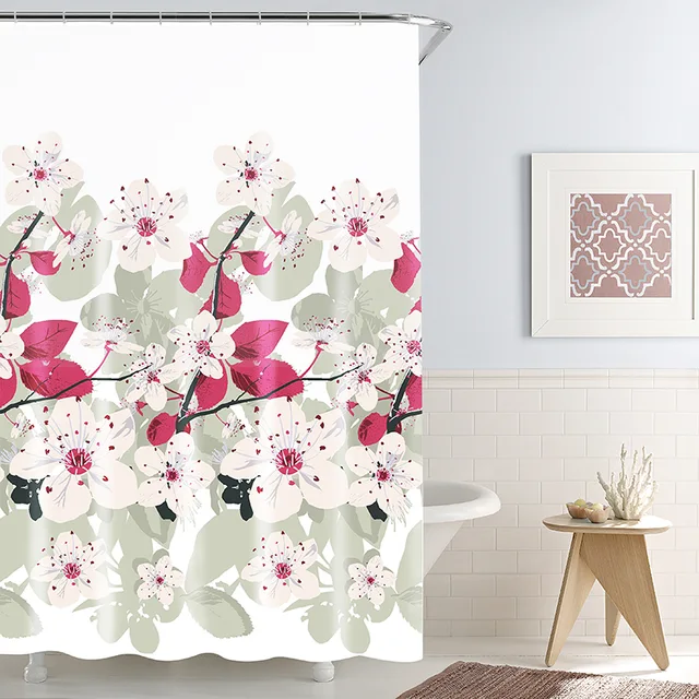 Waterproof and mildew proof printing polyester shower curtain