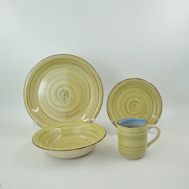 Hand-painted 16 pcs stoneware set for dishwasher safety