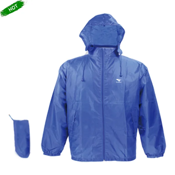 Unisex Windbreaker With Hidden Hood And Self-Material Bag