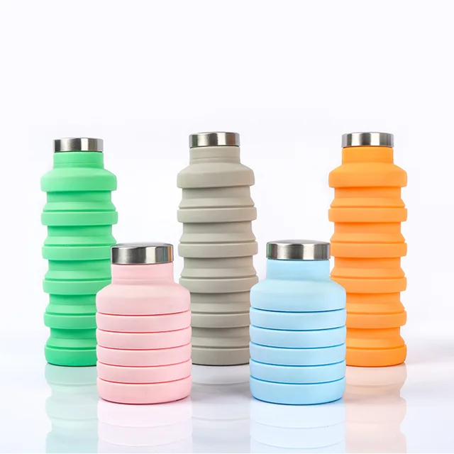 BPA Free Silicone Drink Bottle Travel Outdoor Trainning Accessory Water Flask Custom Design Collapsible Sport Water Bottle