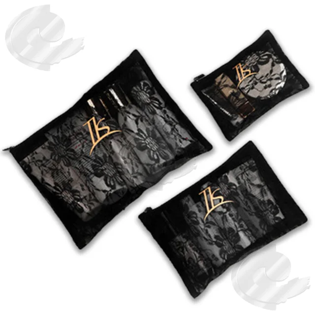 Cosmetic bag Lace storage bag Clutch wash bag fashion Black mesh