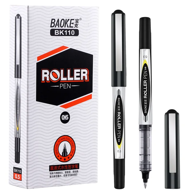 BK110 liquid style signature pen ball pen with 0.5mm nib and water-based ink pull-out cap with metal clip blue black red