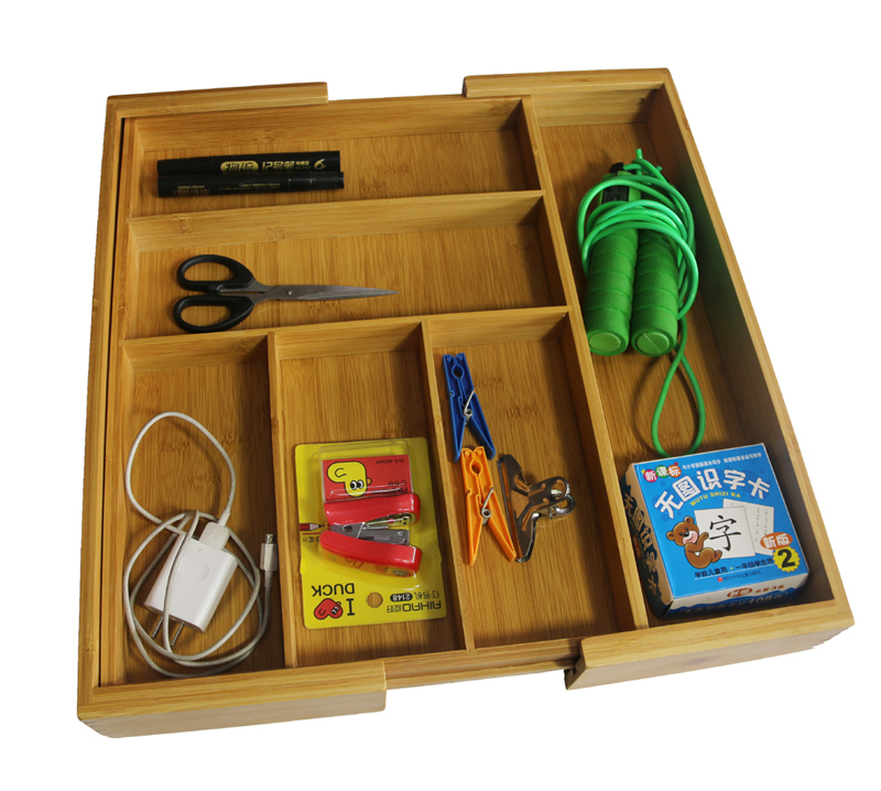 Expandable Bamboo Silverware Drawer Organizer Bamboo Storage Box for Kitchen & Office
