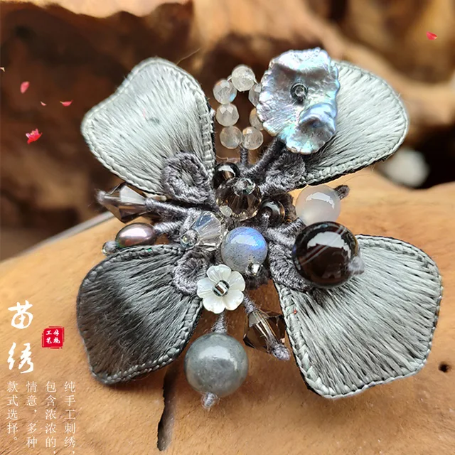 Handicraft production, pure manual, dress matching jewelry, elegant, embroidery, Brooch, national style, jewelry