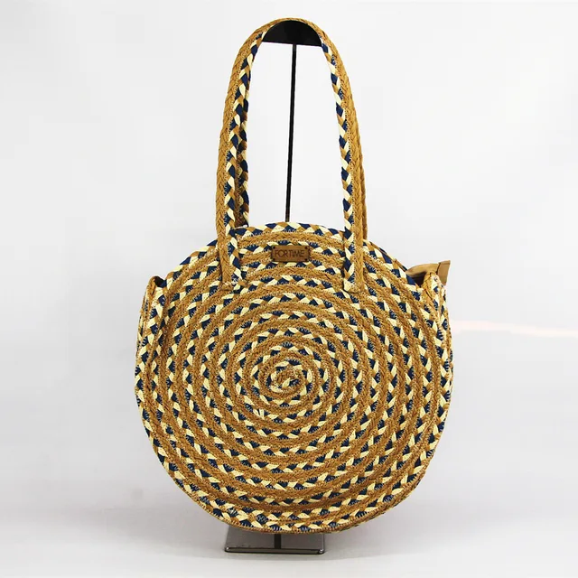Paper braided round handbag