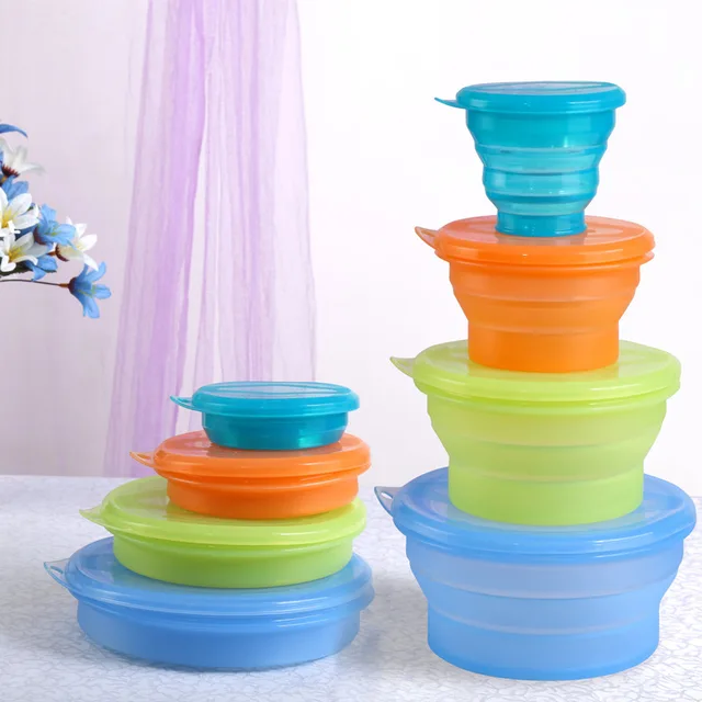 SV024，SV025，SV026 Round Silicone Foldable Lunch Boxes