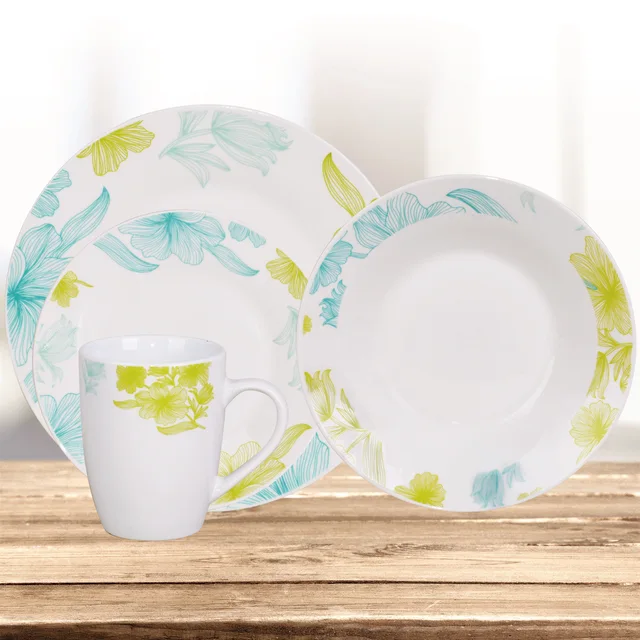 16 Piece Porcelain Dinnerware Set Full Decal