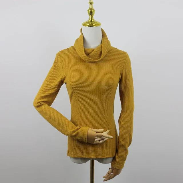 Ribbed Cowl Neck Long Sleeve Top