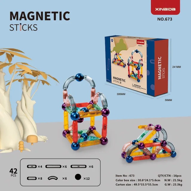 Amazon Popular Educational Stem Toys 3D Magnet Balls and Rods Set Kids Creative Flexible Magnetic Building Sticks And Balls