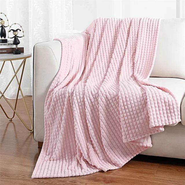 Solid Color Soft Plaid Flannel Blanket