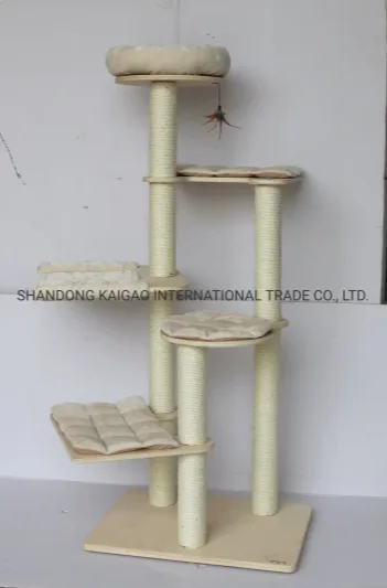 Natural Sisal Post Cat Tree with Plush Bed and Hammock Pet Products