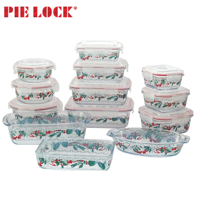 Square Glass food container decoration firing