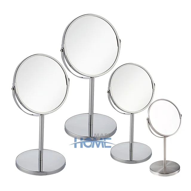 Round shape 2 sides table stand metal in chrome plated make up Cosmetic magnifying Mirror can be customized color