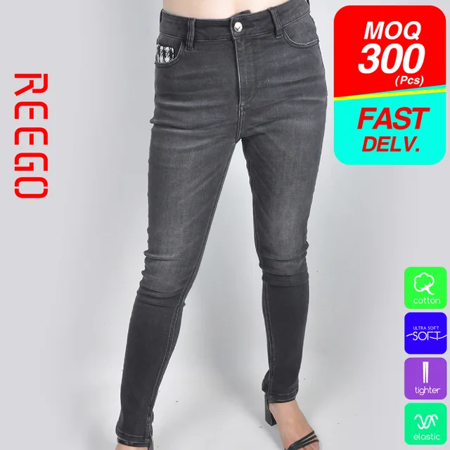 Women winter black skinng jean function denim